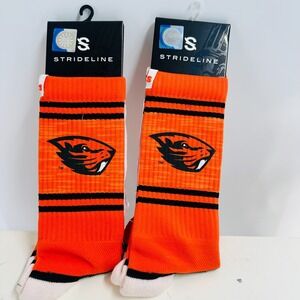 Lot Of 2 Strideline NCAA Oregon State Beavers Crew Socks Orange Size 990 NWT‎